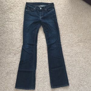 Dark wash, bootleg jean